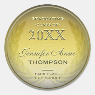 Sticker Rond Diplôme d'or personnalisé