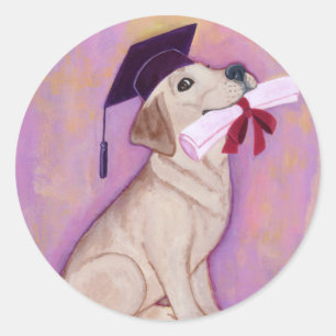Sticker Rond Diplôme du Labrador jaune