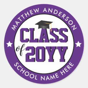 Sticker Rond Diplômé élégant Royal Purple de la promotion 2023