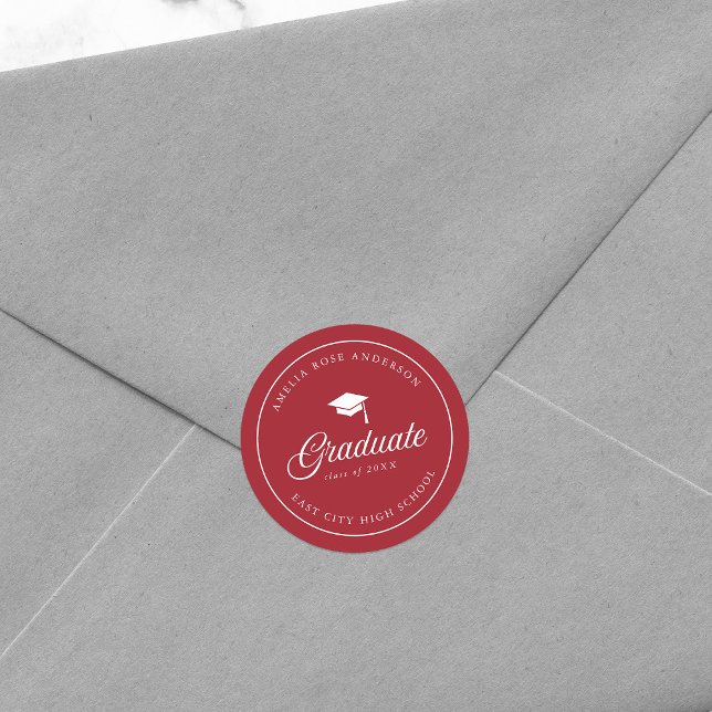 Sticker Rond Diplômé en couleur modifiable du script de carton (Créateur téléchargé)