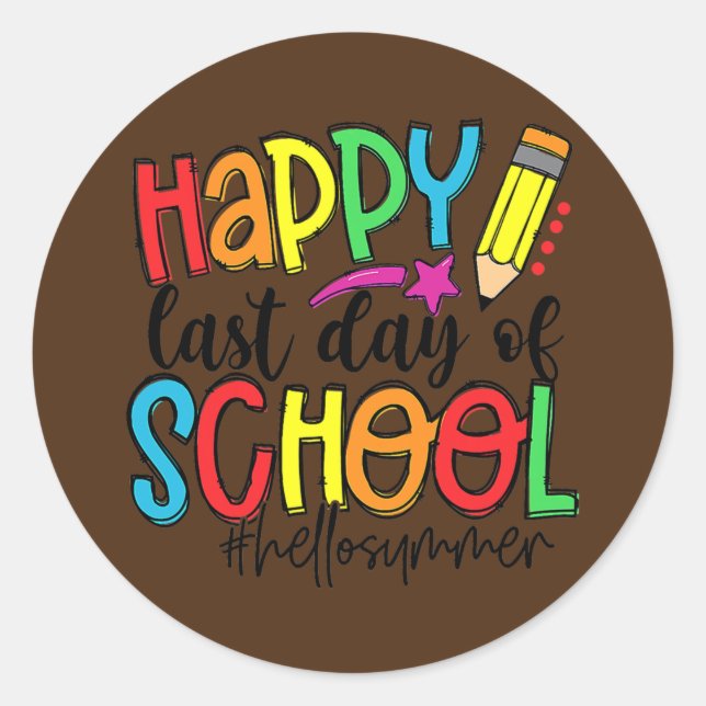 Sticker Rond Diplôme Joyeux Jour De L'École Enseignant Enfants (Devant)
