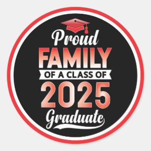 Sticker Rond Diplômé principal Famille fière d'un diplômé de 20