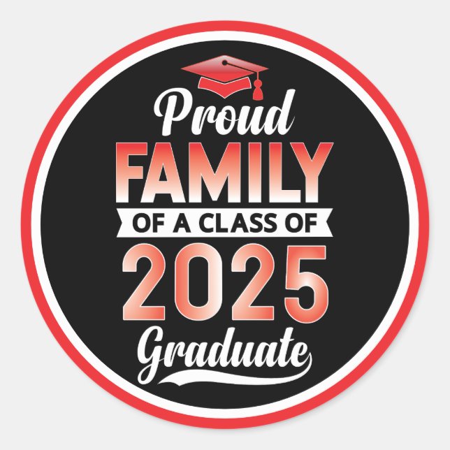 Sticker Rond Diplômé principal Famille fière d'un diplômé de 20 (Devant)