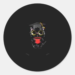 Sticker Rond Diplômé promotion 2024 drôle chat noir