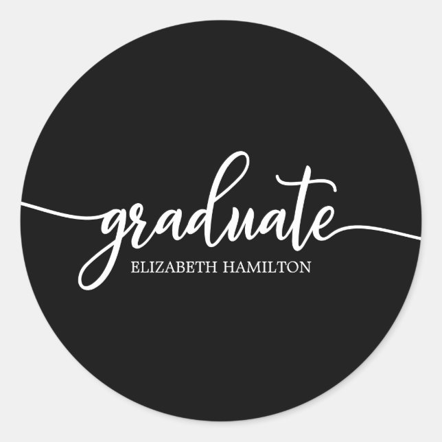Sticker Rond Diplômé Simple Chic Calligraphie Graduation (Devant)