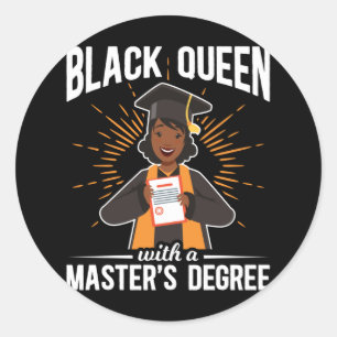 Sticker Rond Diplômée Reine noire Diplôme de maîtrise