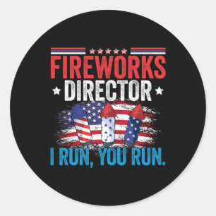 Sticker Rond Directeur de Feu d'Artifice du Jour de l'Indépenda