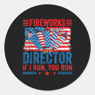 Sticker Rond Directeur de Feux d'Artifice - Je Cours Vous Coure