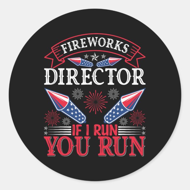 Sticker Rond Directeur de Fireworks Drapeau américain 4 juillet (Devant)