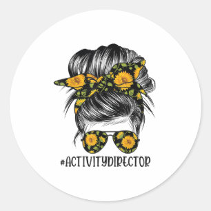 Sticker Rond Directrice d'activité Cheveux Défaits Femme Chigno