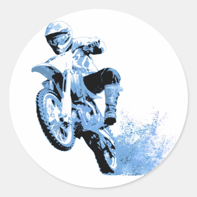 Sticker Rond Dirt Vélo à roues dans la boue en bleu (Devant)