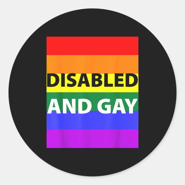 Sticker Rond Disabled And Gay Funny For Men Women  (Devant)