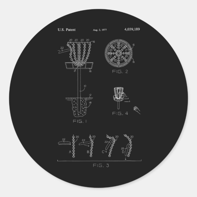 Sticker Rond Disc Golf Basket Target Patent Design - Frolf  (Devant)