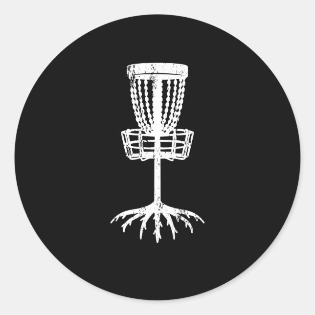 Sticker Rond Disc golf cible arbre racine panier forestier fore (Devant)