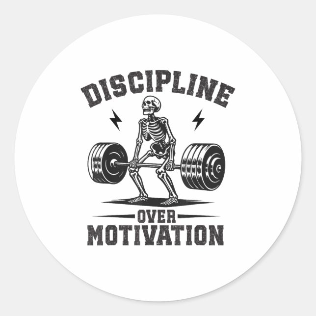 Sticker Rond Discipline Over Motivation Gym Motivational Traini (Devant)