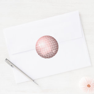 Sticker Rond Disco Ball Retro les années 70 Champagne Pink Enve