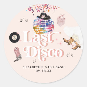 Sticker Rond Disco Cowgirl Nashville Rodéo Rose   Enterrement d