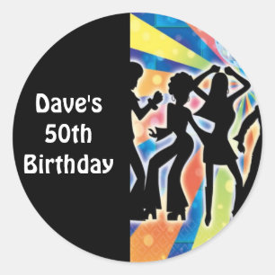 Sticker Rond Disco Dance Anniversaire Fête Favoriser les Étique