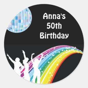 Sticker Rond Disco Dance Anniversaire Fête Favoriser les Étique