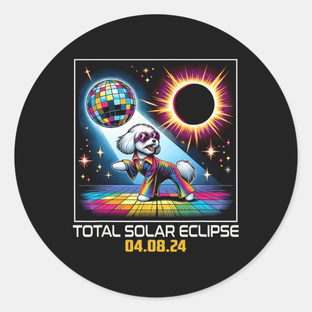 Sticker Rond Disco Danseuse de chien Éclipse solaire (Devant)