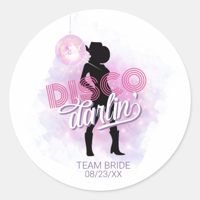 Sticker Rond Disco Darlin' Équipe de la Mariée ID928  (Devant)
