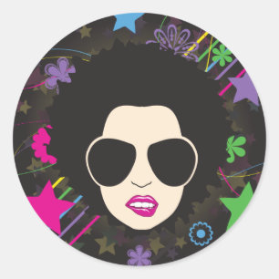 Sticker Rond Disco ~ Disco Queen Funky 1980s 80s Musique