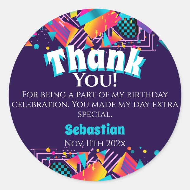 Sticker Rond Disco Retro Anniversaire Merci (Devant)