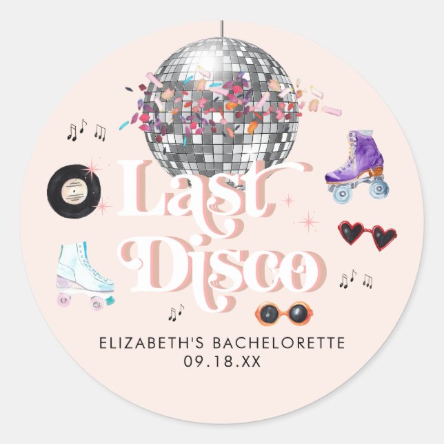 Sticker Rond Disco Retro Roller Skating | Enterrement de vie de (Devant)