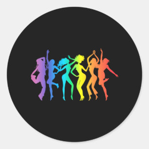 Sticker Rond Disco s Dancer Rainbow