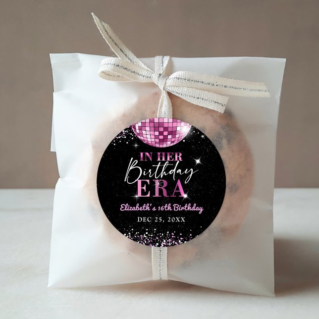 Sticker Rond Discothèque Rose Dans Mon Anniversaire Anniversair (Créateur téléchargé)