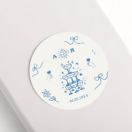 Sticker Rond Discothèque Whimsical Tirée À La Main Monogramme M