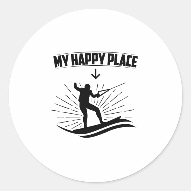 Sticker Rond Discours Wakeboard | Wakeboard Sports Cadeaux (Devant)