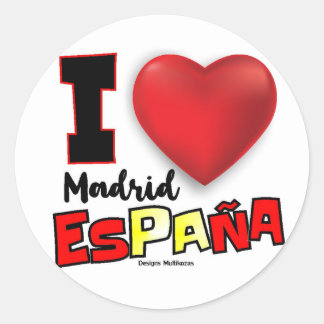 Sticker Rond Diseño quiero a Madrid España pegatina etiqueta