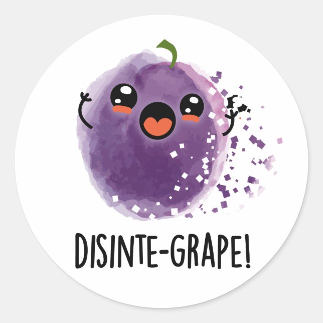 Sticker Rond Disinte-grape Funny Désintégration Grape Pun (Devant)
