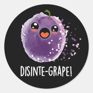 Sticker Rond Disinte-grape Funny Grape Pun Dark BG