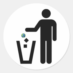 Sticker Rond Disposition d'ordures de la terre