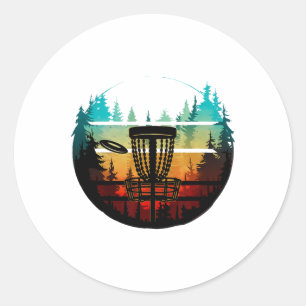 Sticker Rond Disque cool Golf Dans Les Arbres Disque Golf