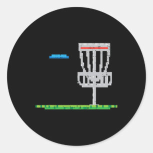 Sticker Rond Disque de golf Pixel Frisbee golfeur Frolf Hommes 