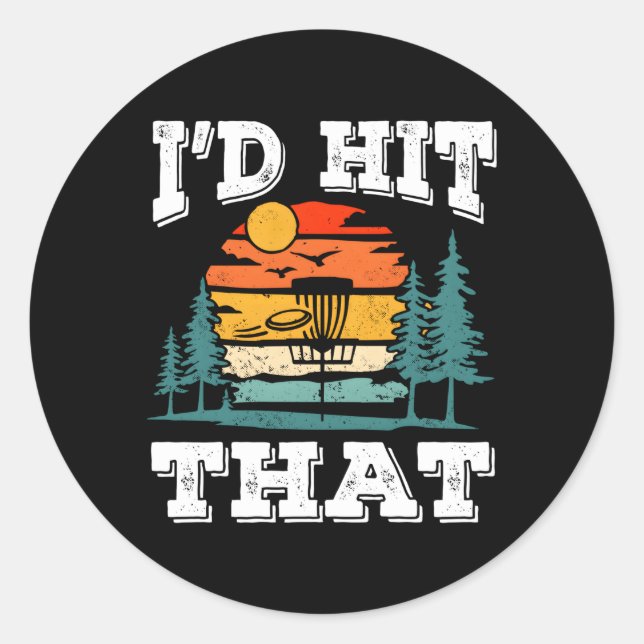 Sticker Rond Disque Golf Frisbee Golf Golfer J'Ai Touché (Devant)