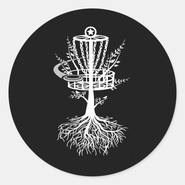 Sticker Rond Disque Golf Panier Arbre Frisbee Racine (Devant)