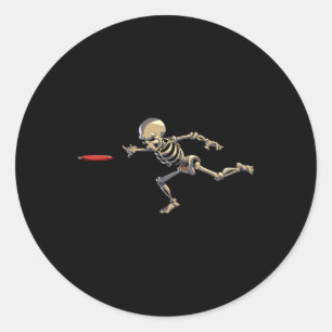 Sticker Rond Disque Golf Skeleton Halloween Hommes Disque Golf 