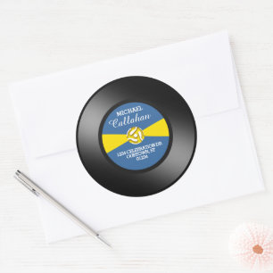 Sticker Rond Disque vinyle 45 tours Blue Label Adresse personne