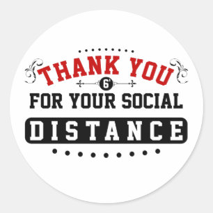 Sticker Rond Distance sociale Merci