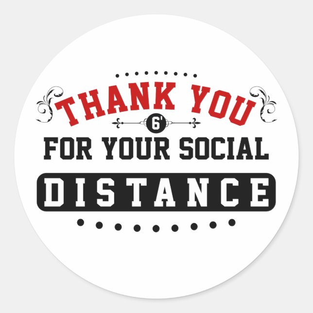 Sticker Rond Distance sociale Merci (Devant)