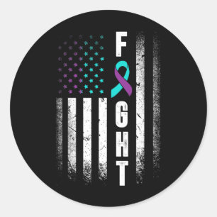 Sticker Rond Distresse Drapeau Américain Frapper Prévention Sui