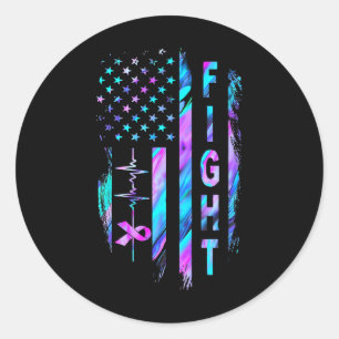 Sticker Rond Distresse Drapeau Américain Frapper Prévention Sui