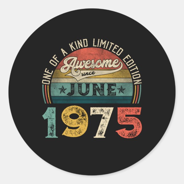 Sticker Rond Distressed Awesome Depuis Juin 1975 48E (Devant)