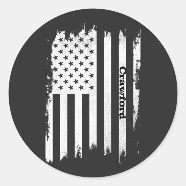 Sticker Rond Distressed USA Distressed White Strid Nom personna (Devant)