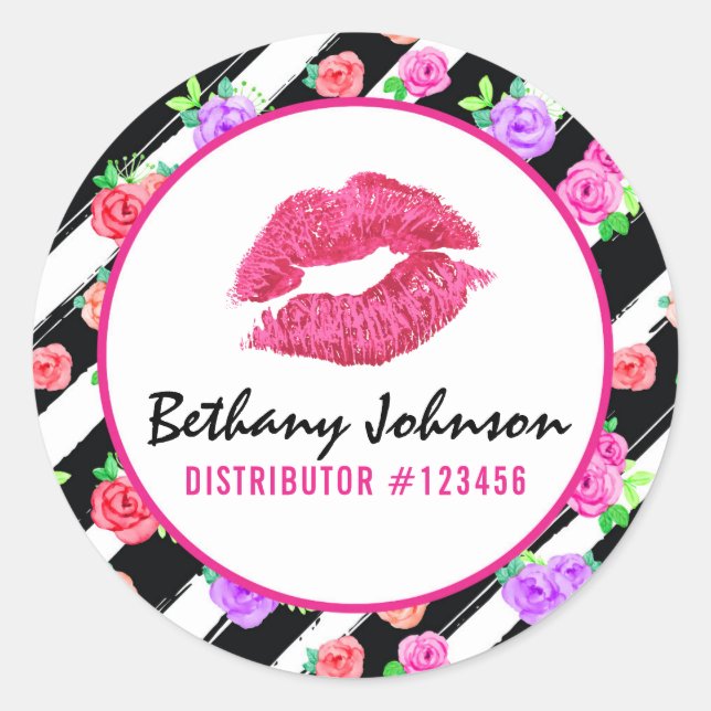 Sticker Rond Distributeur de bâtonnets à lèvres Rose d'emballag (Devant)
