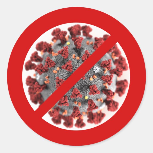 STICKER ROND DITES ARRÊTER LE CORONAVIRUS (Devant)